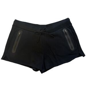 Fabletics French Terry Shorts Womens Lg Black Pull On Zip Pockets Relaxed Fit